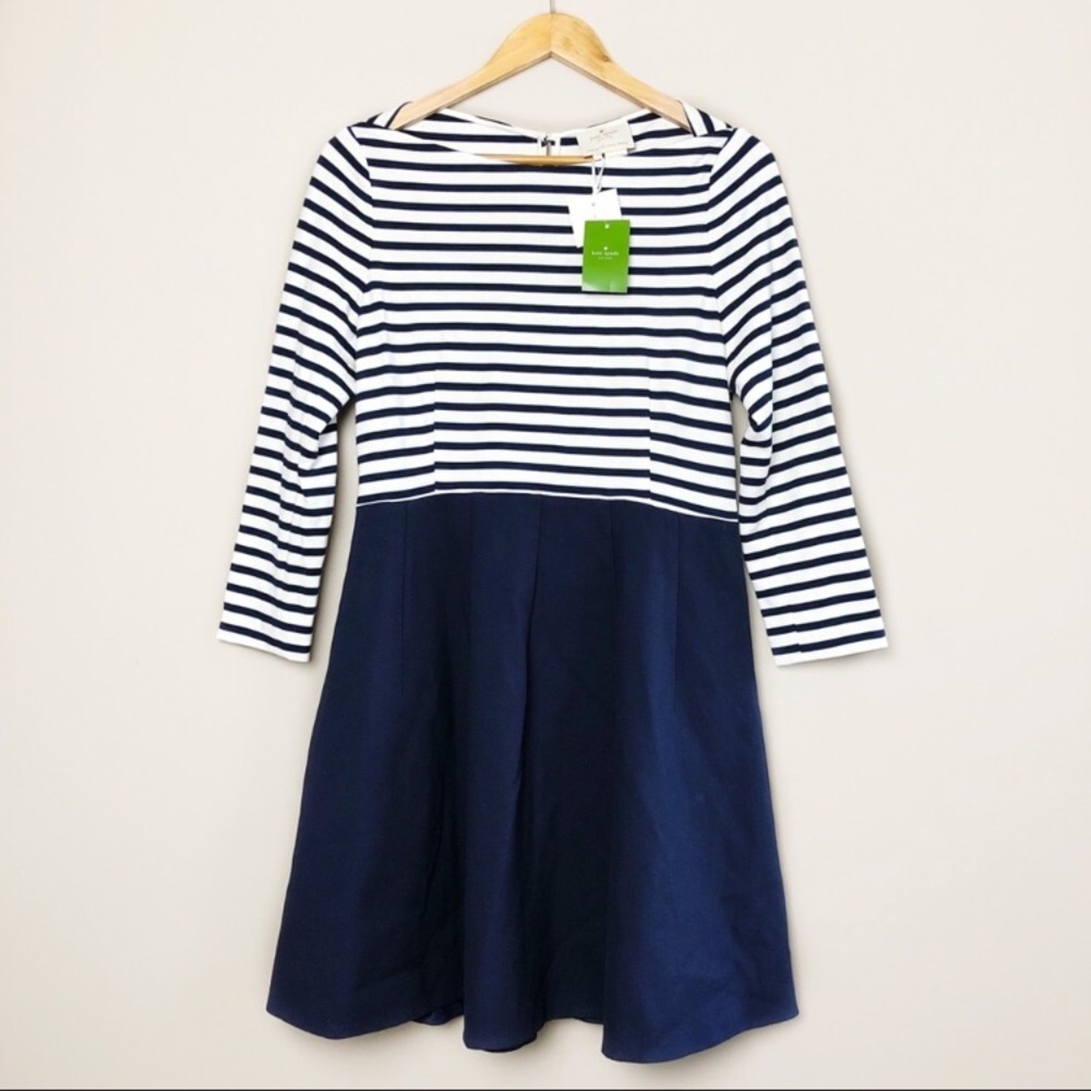 NWT Kate Spade Space Stripe Selma Navy Dress 12 - Picture 1 of 7